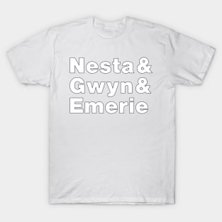 A Court of Silver Flames Valkryie Line Up, Nesta Emerie and Gwyn White T-Shirt